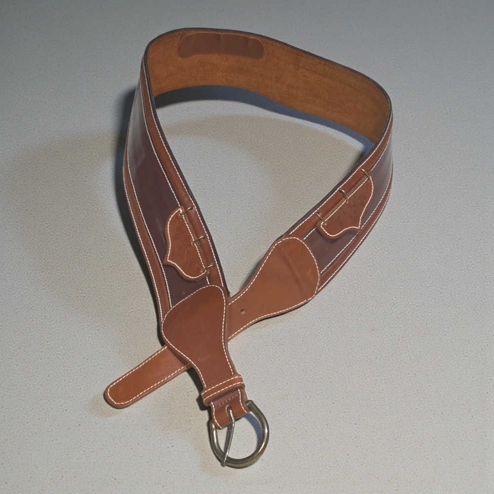 Vintage Kenzo Album Wide Leather Waist Belt Brown Size L Statement Corset Style